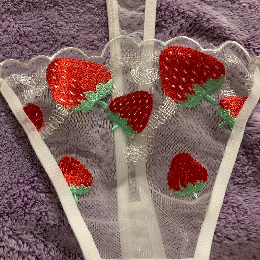 Strawberry Embroidered Lingerie Set - image 2